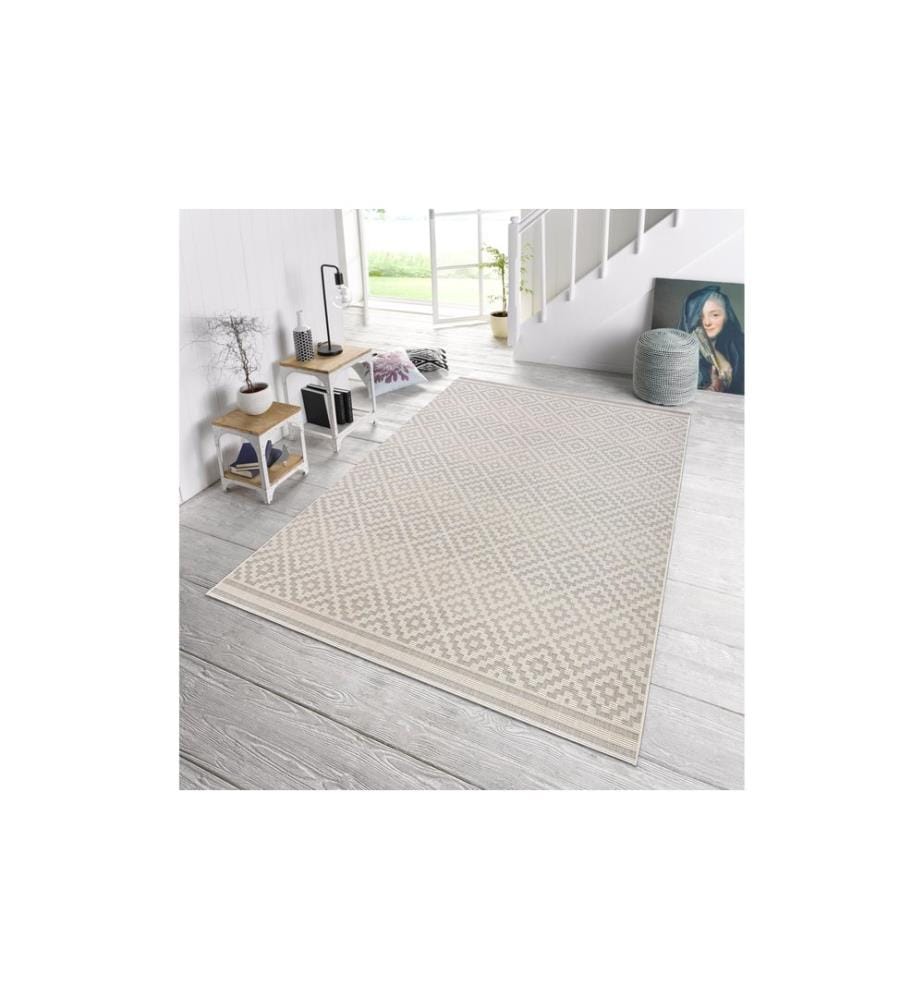 Hanse Home Raute In- & Outdoor Teppich 80 x 150 cm, Grau/Crème