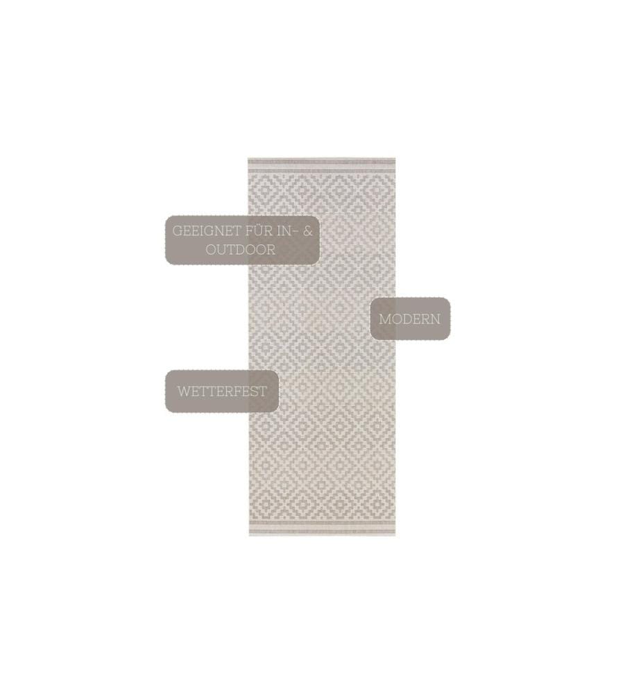 Hanse Home Tappeto per interni/esterni a rombi 80 x 200 cm, Grigio/Crema
