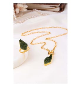 Forest Quartz Necklace and Ring Set - Green