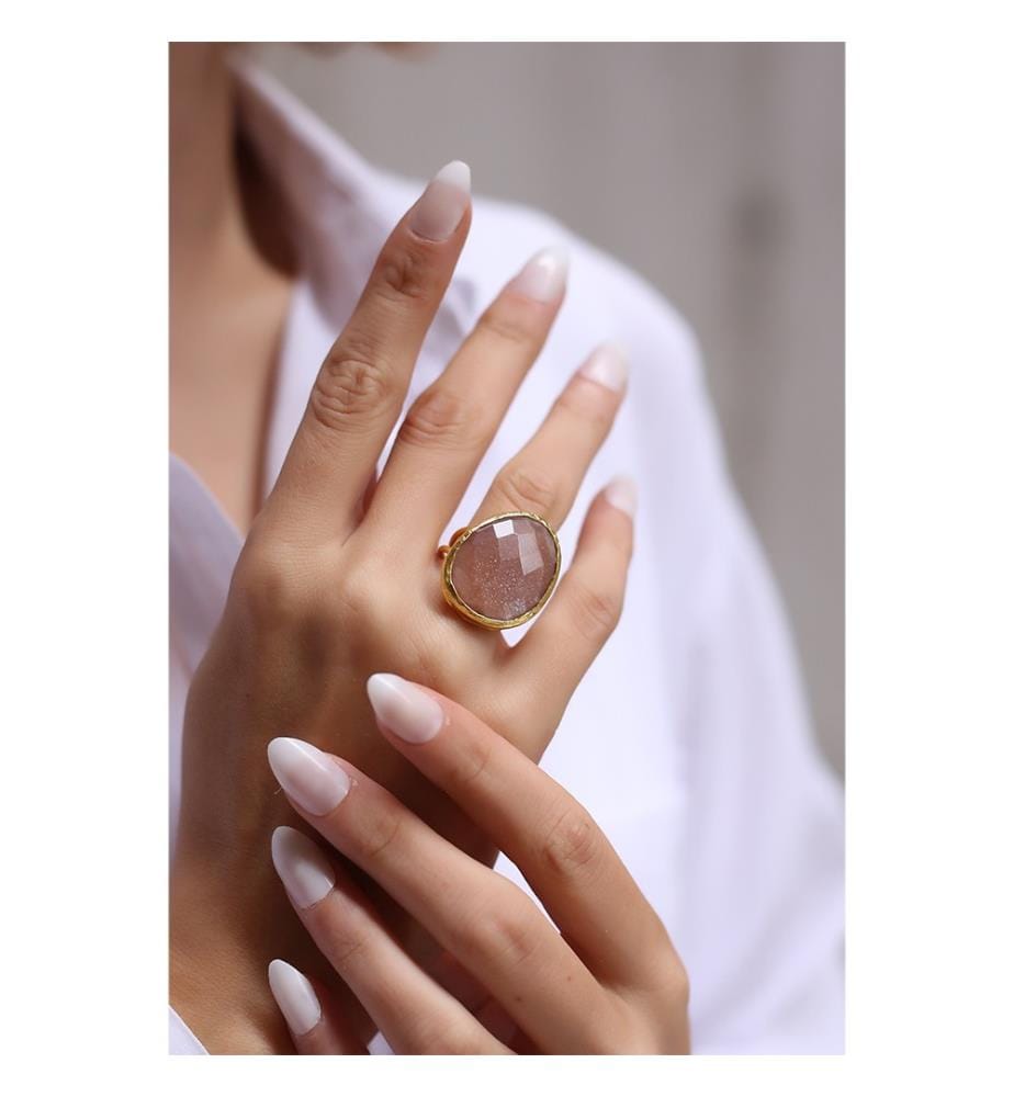 Bague en pierre de soleil - Orange