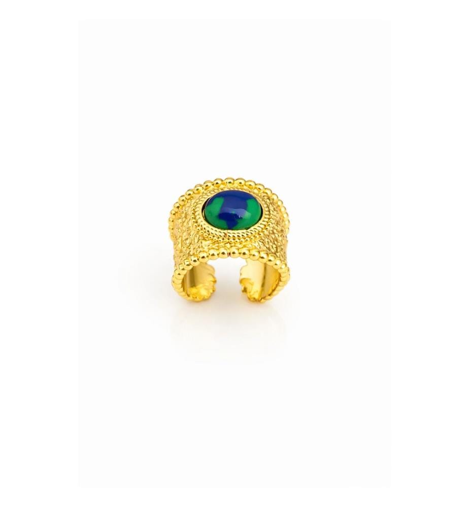Bague Ajustable en Varasite - Vert et Bleu