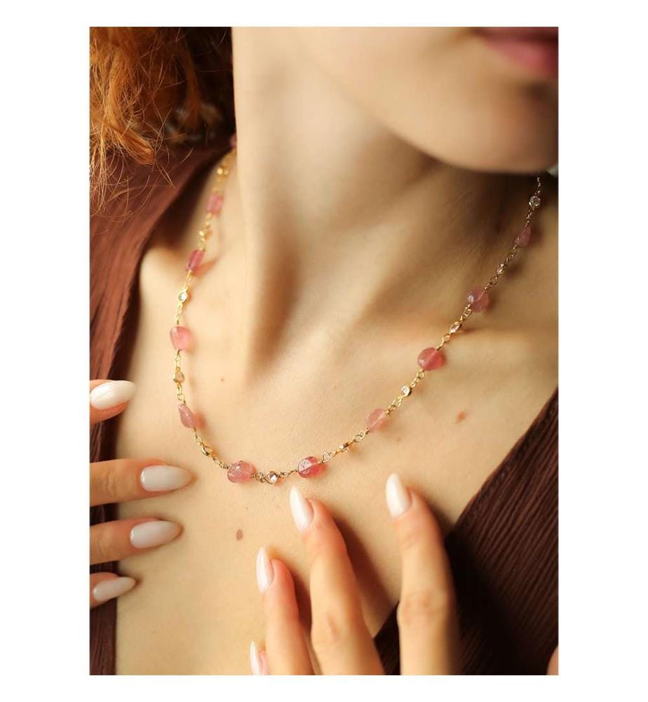 Parure en quartz fraise - Rose