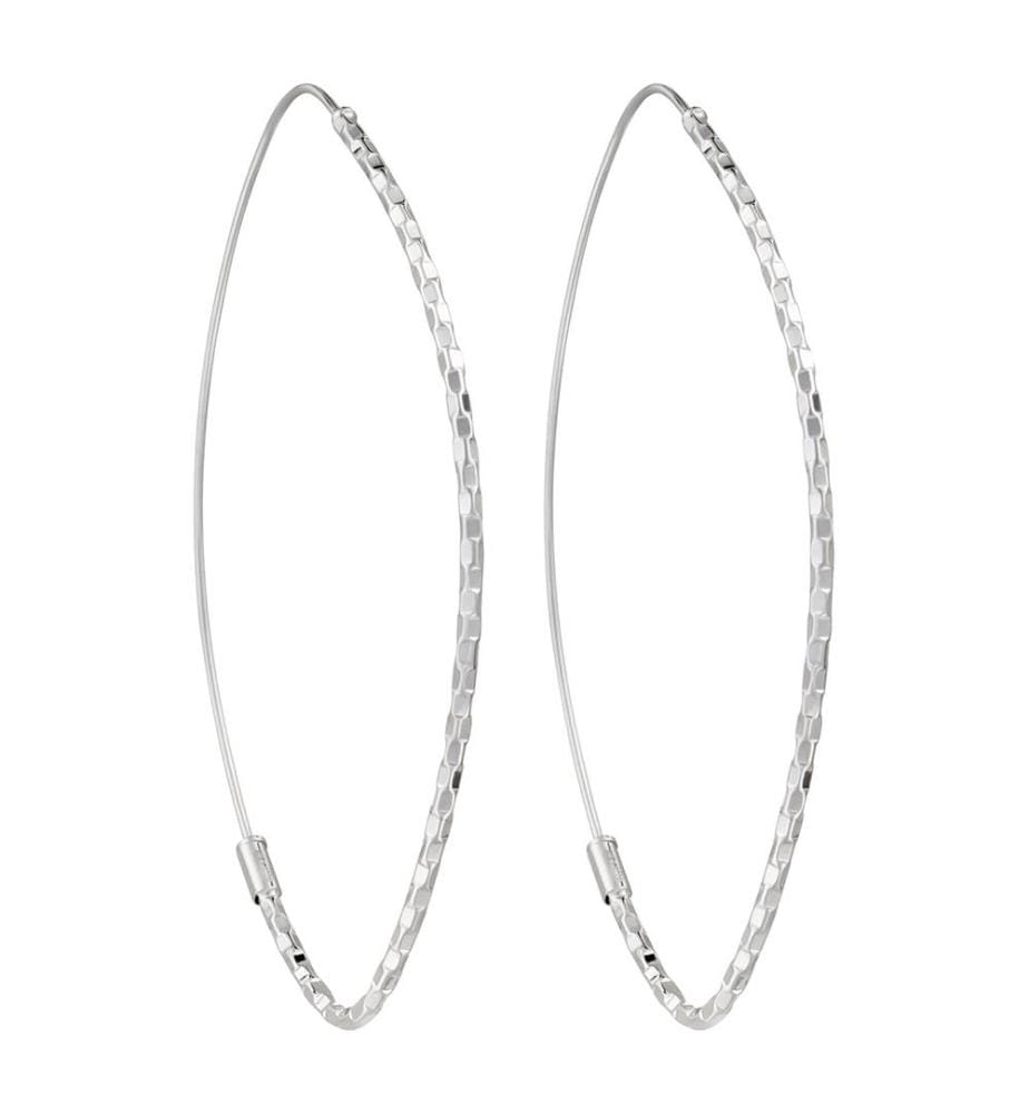 Boucles d'Oreille Créoles Goutte - Or Blanc