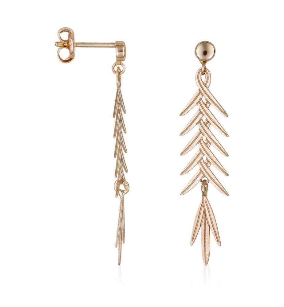 Boucles d'Oreilles Feuillage Brillant - Or Jaune 375/1000