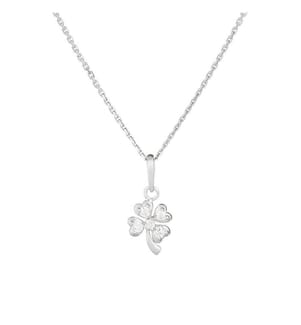 Pendentif Petit Trèfle - Or Blanc 375/1000 et Zirconium