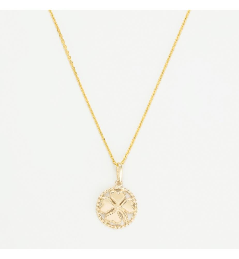 Pendentif Trèfle Nature - Or Jaune