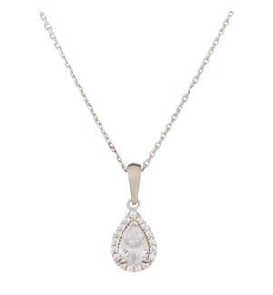 Pendentif Goutte Brillante - Or Blanc 375/1000