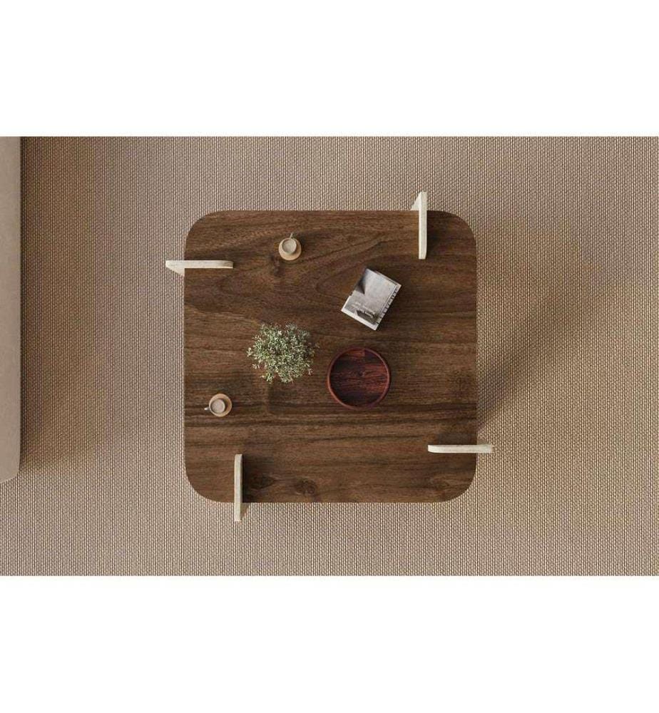Couchtisch – Walnuss-Travertin