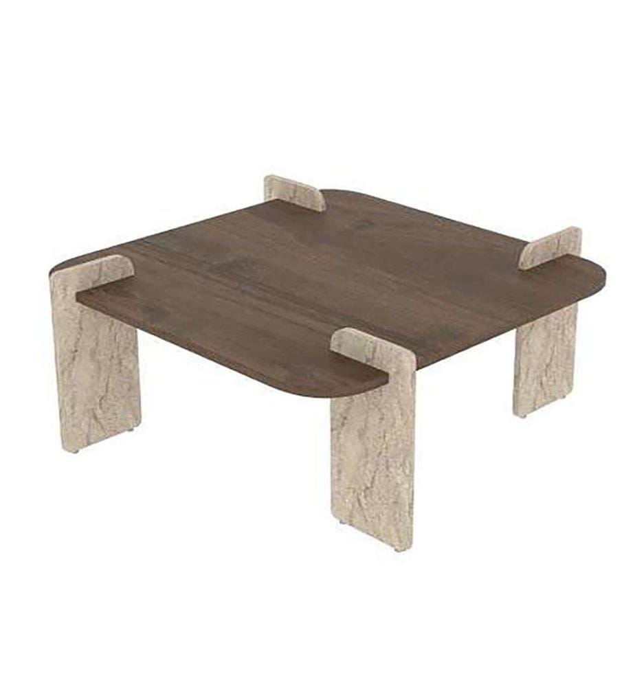 Couchtisch – Walnuss-Travertin