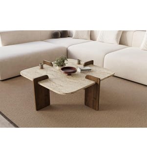 Coffee Table - Travertine Walnut