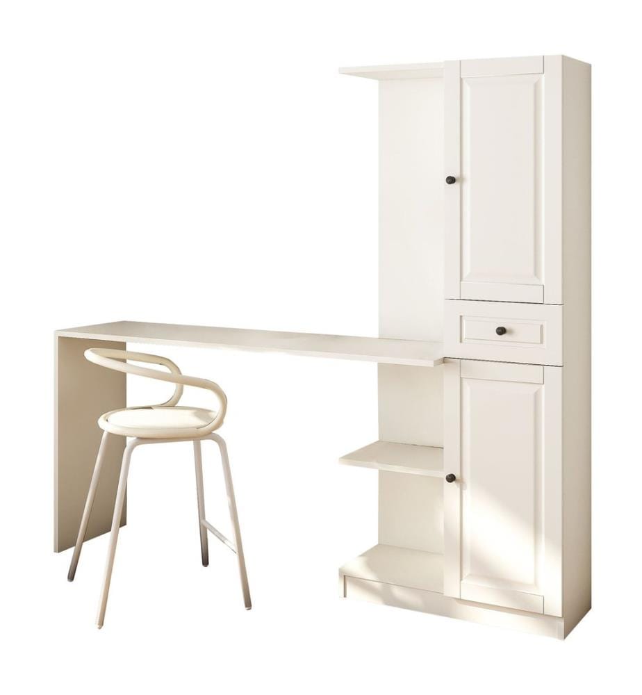 Study Desk & Bookshelf - Matte White