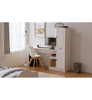 Study Desk & Bookshelf - Matte White
