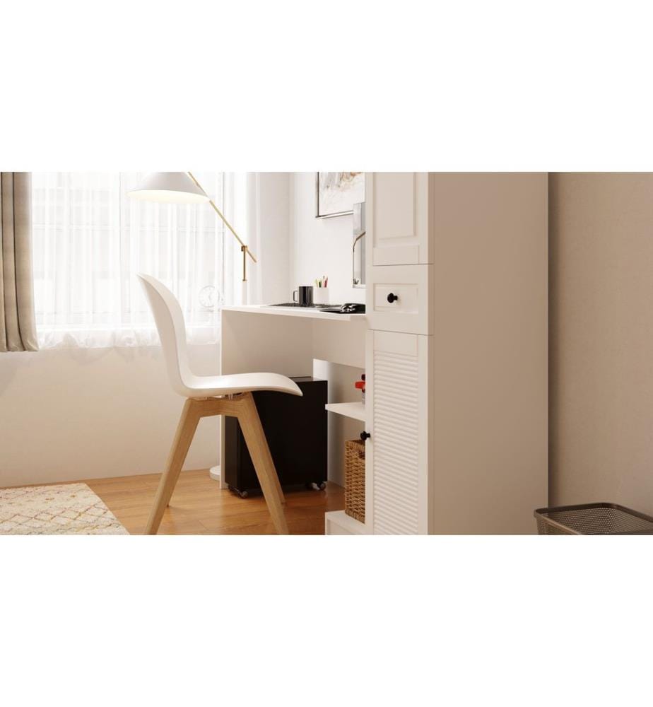 Study Desk & Bookshelf - Matte White