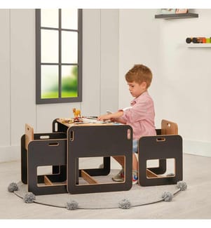 Kid's Table Set - Black Natural