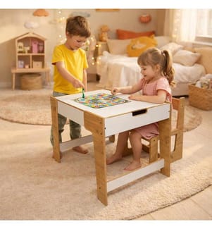 Kid's Table Set - White Natural