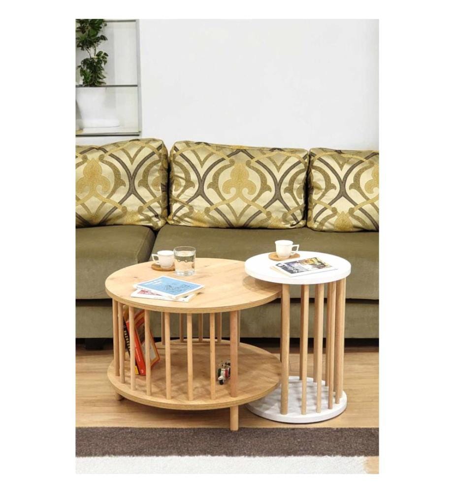 Ensemble de tables basses - Chêne saphir blanc