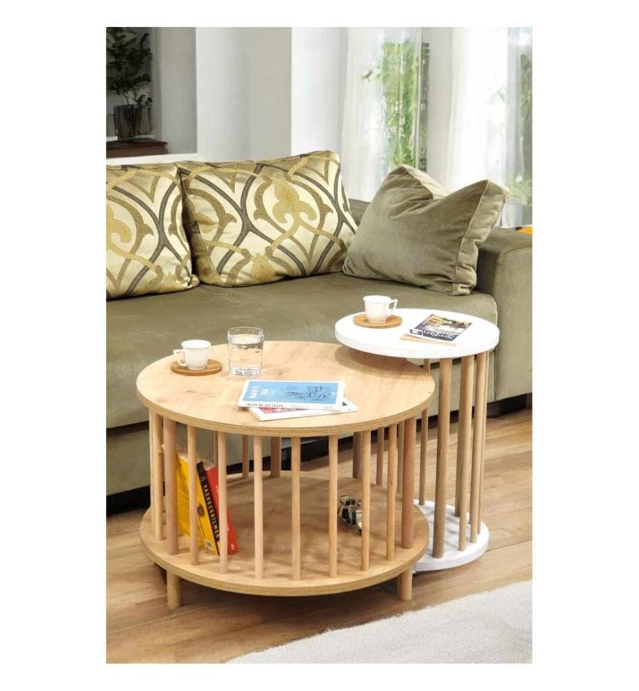 Ensemble de tables basses - Chêne saphir blanc