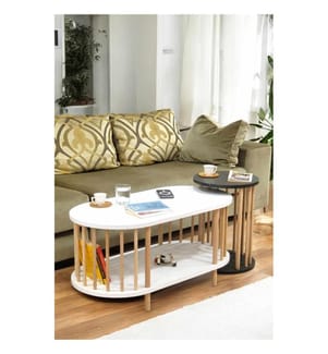 Couchtisch-Set – Weiss-Anthrazit