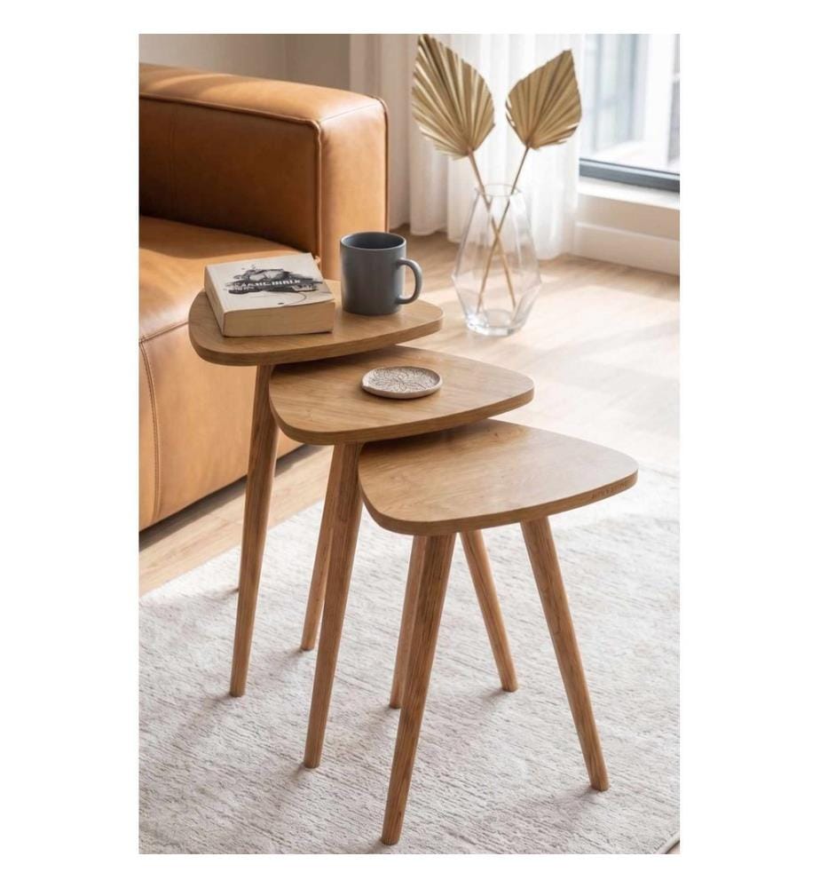 Ensemble de tables gigognes (3 pièces) - Chêne saphir