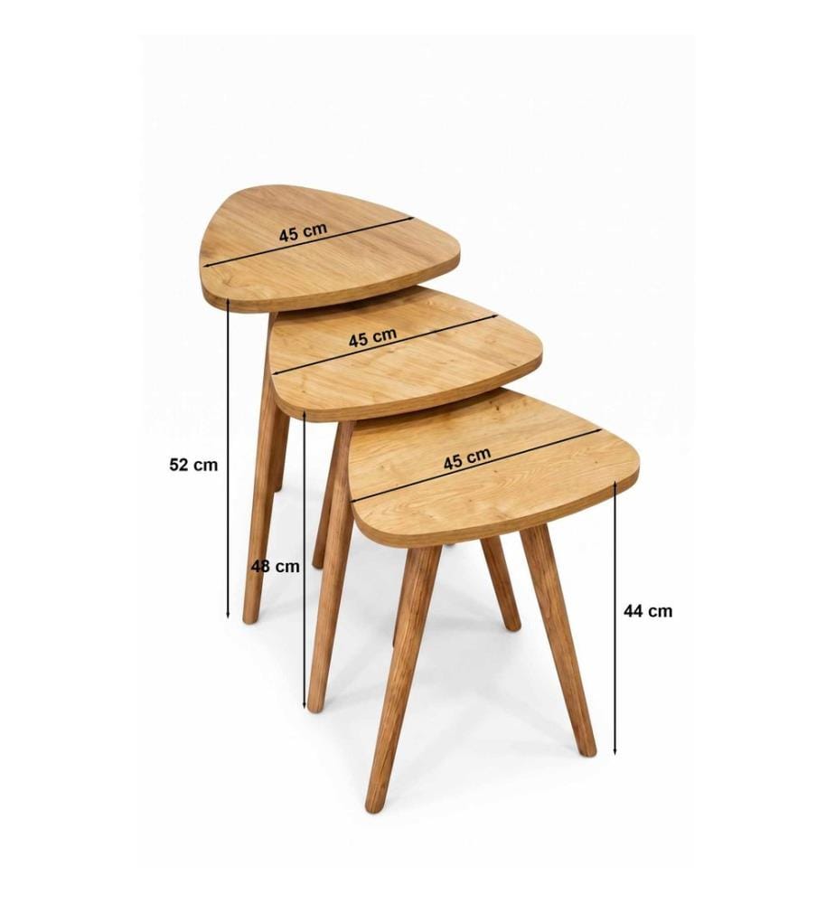 Ensemble de tables gigognes (3 pièces) - Chêne saphir