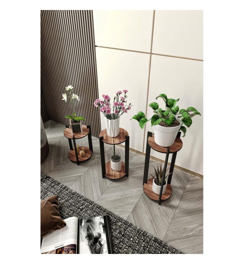 Wooden Plant Stand - Walnut