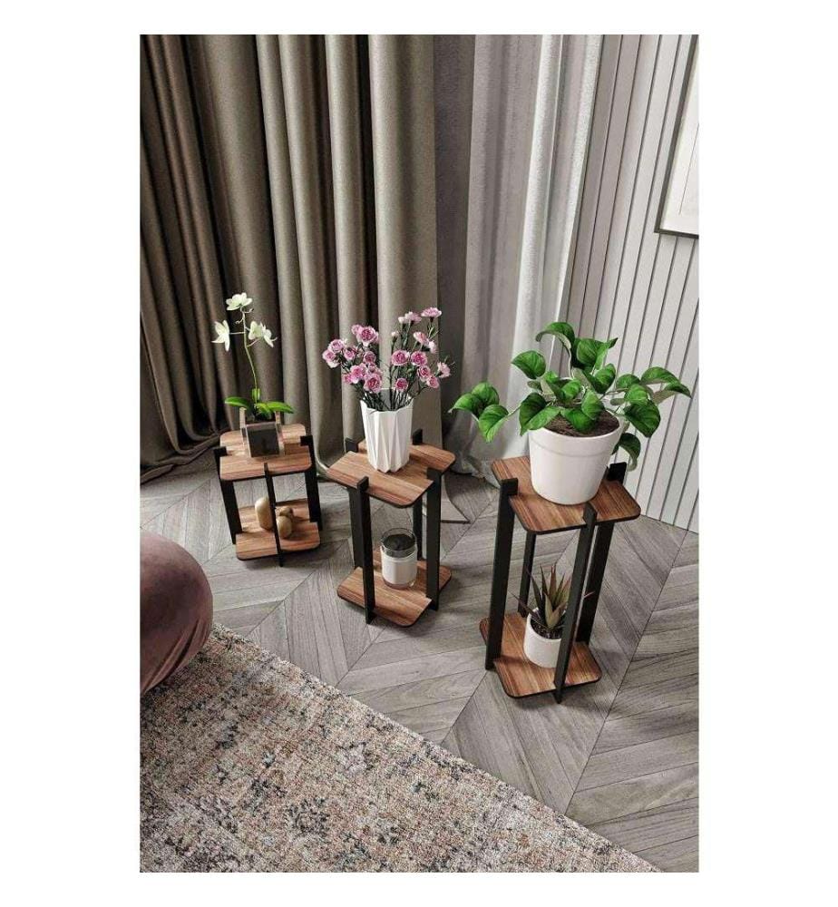 Wooden Plant Stand - Walnut