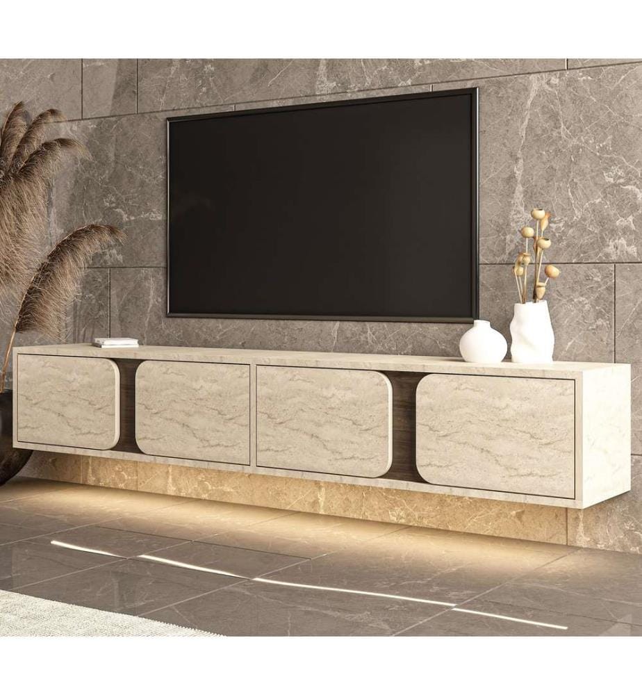 TV Stand - Travertine Walnut