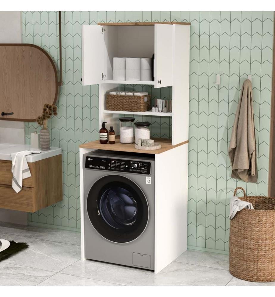 Washing Machine Cabinet - White Oak