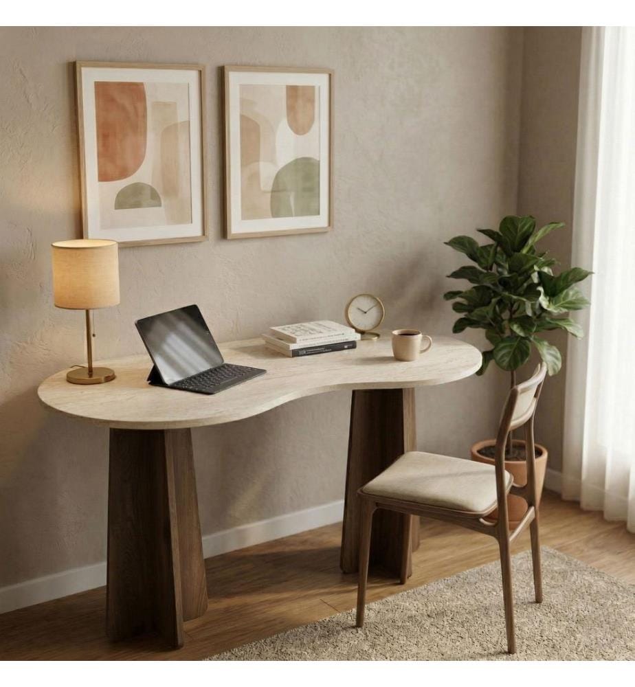 Study Desk - Travertine Walnut