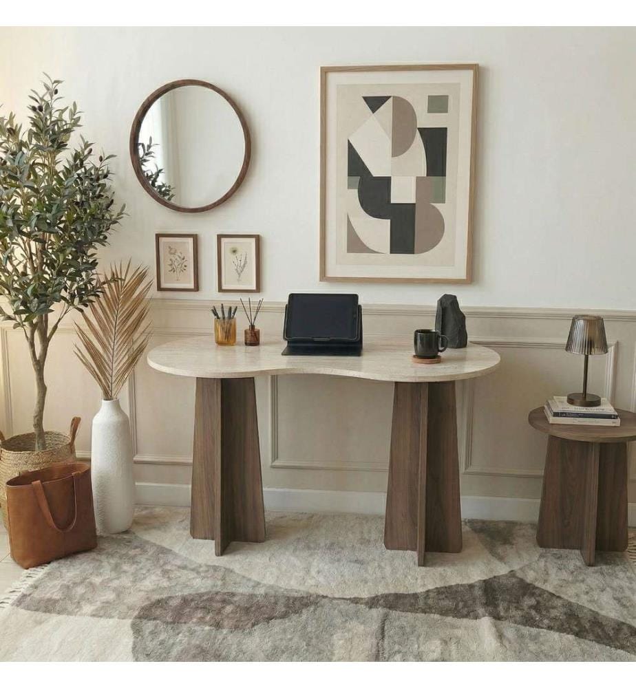 Study Desk - Travertine Walnut