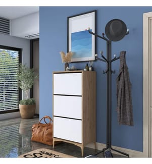 Shoe Cabinet - Walnut White