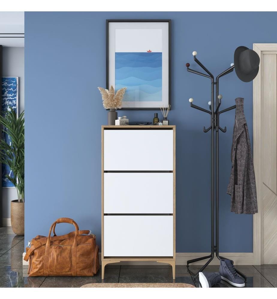 Shoe Cabinet - Walnut White
