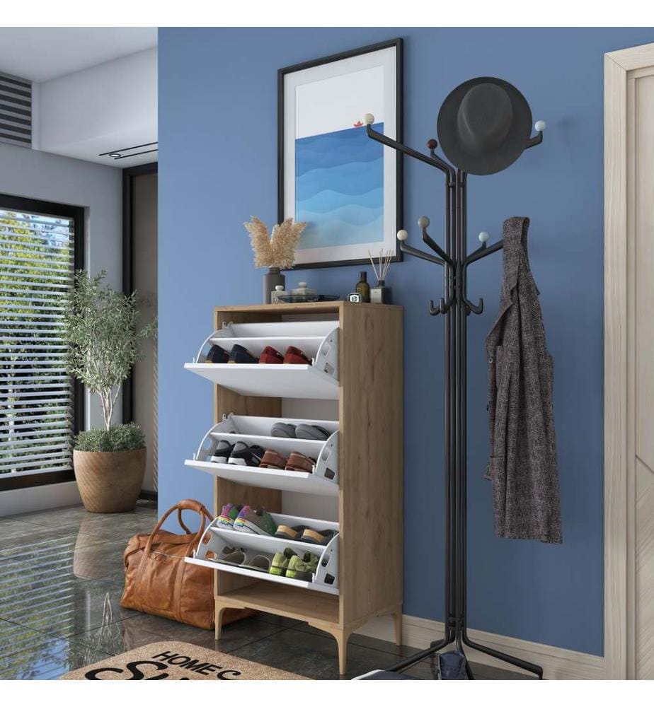 Shoe Cabinet - Walnut White