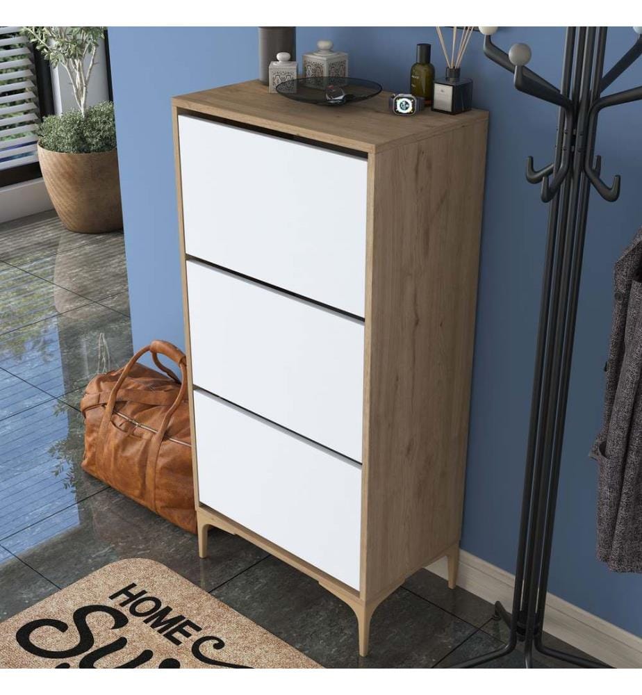 Shoe Cabinet - Walnut White