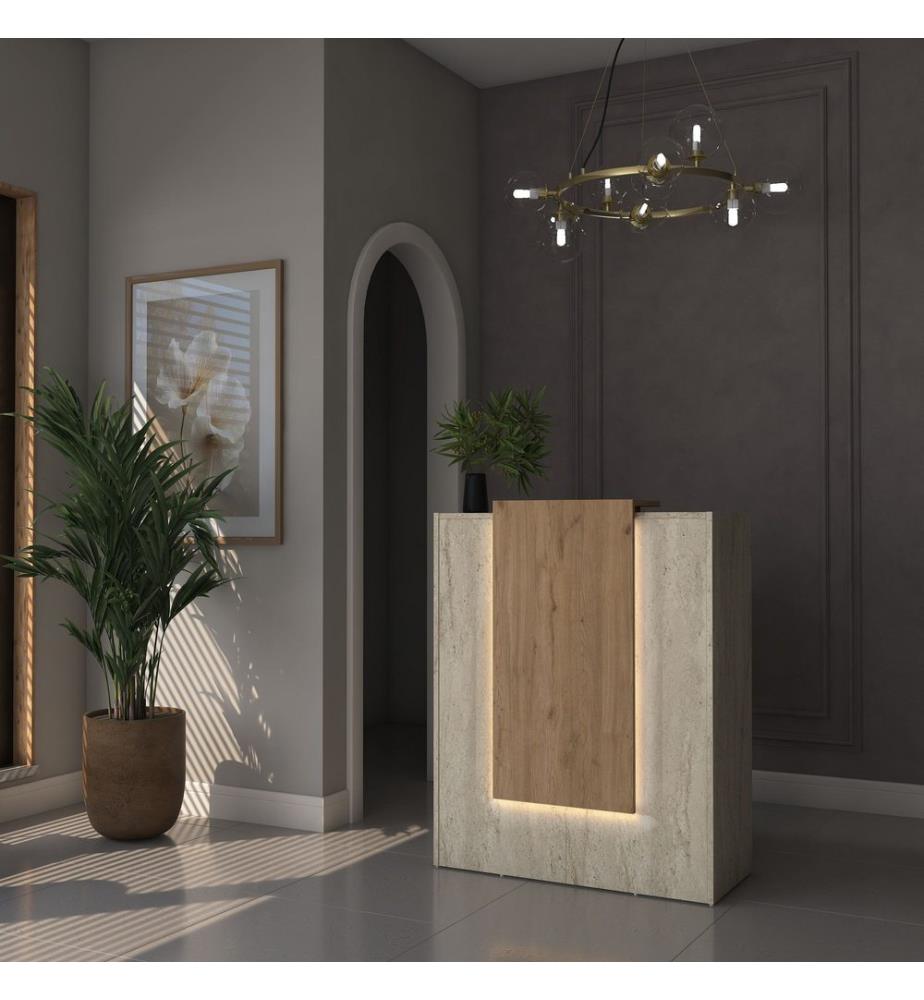 Reception Table - Travertine Walnut