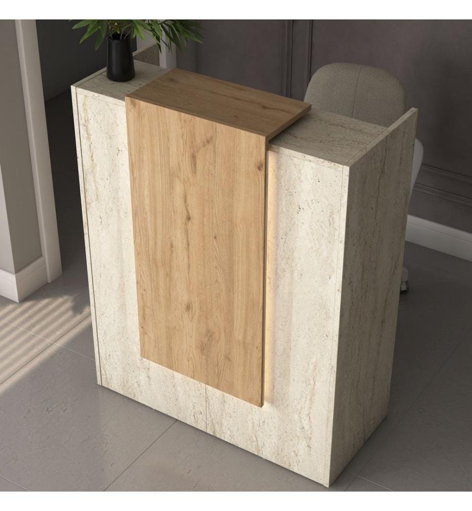Reception Table - Travertine Walnut