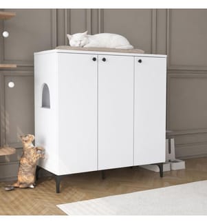 Wooden Cat House - White