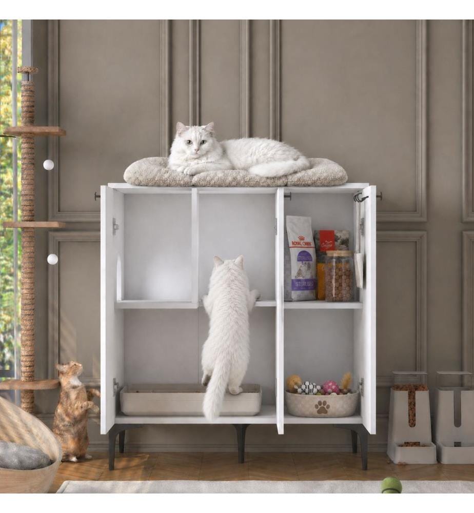 Wooden Cat House - White