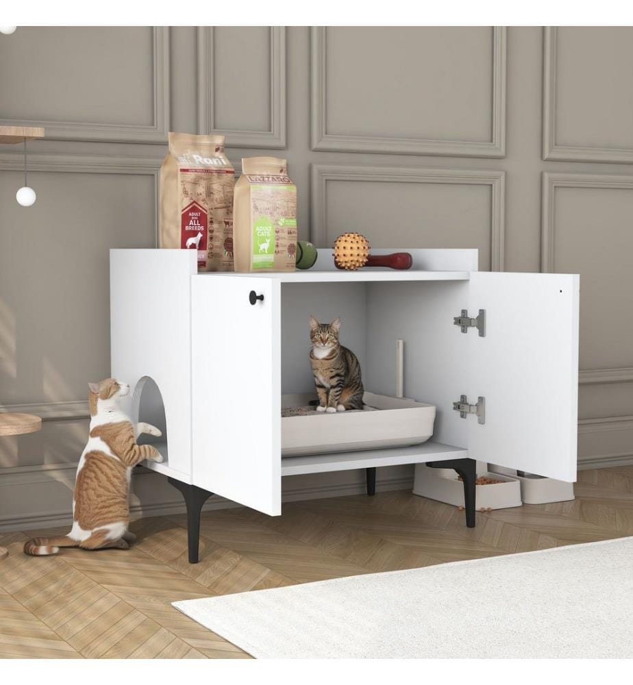 Wooden Cat House - White
