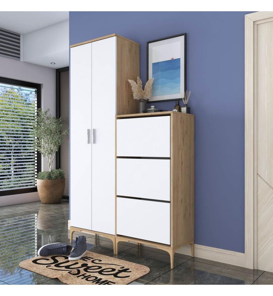 Hall Stand - Walnut White