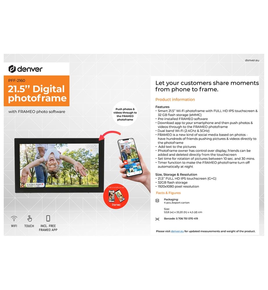 Digitaler Fotorahmen mit WLAN „Denver“ PFF-2160