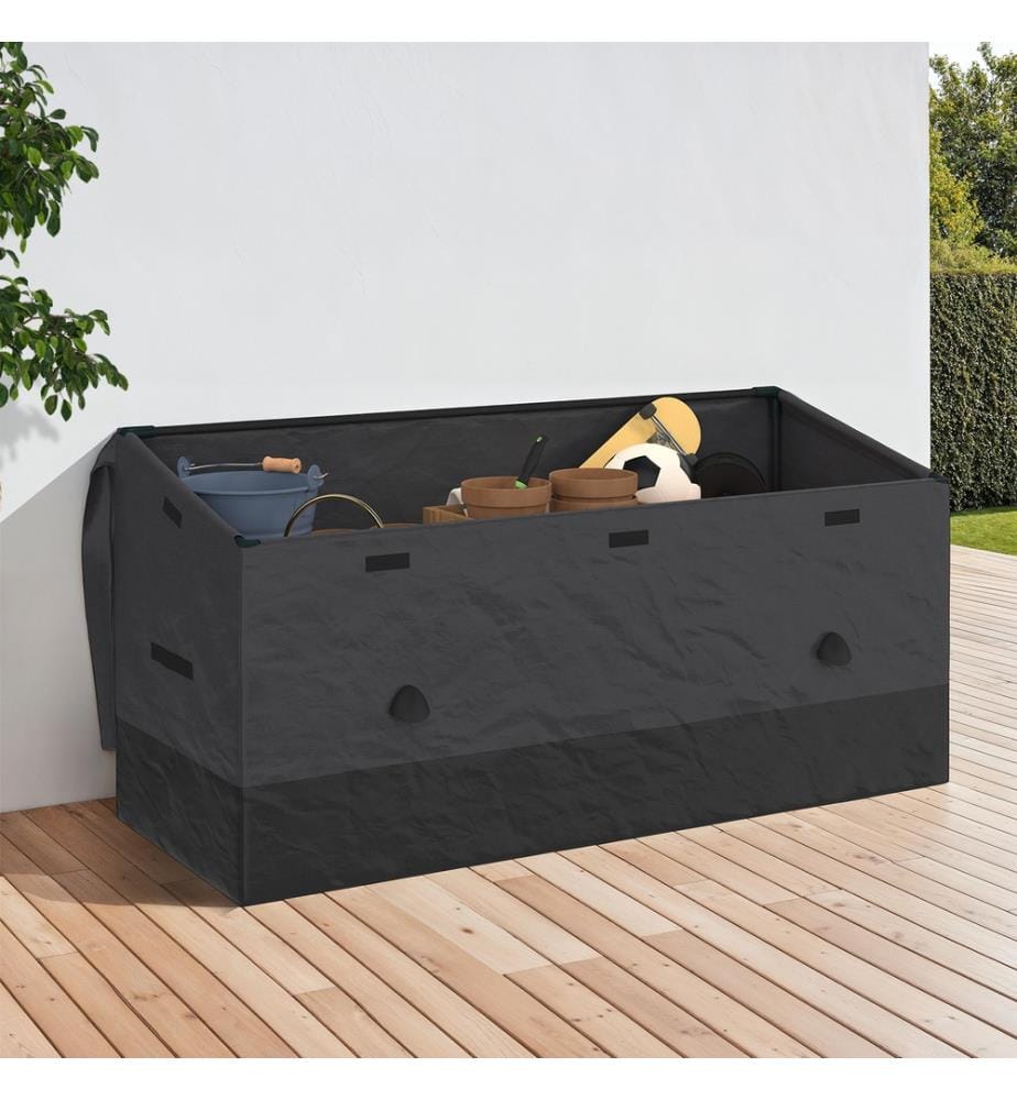 Coffre de rangement pour extérieur avec bâche 600L - Noir et Gris Anthracite