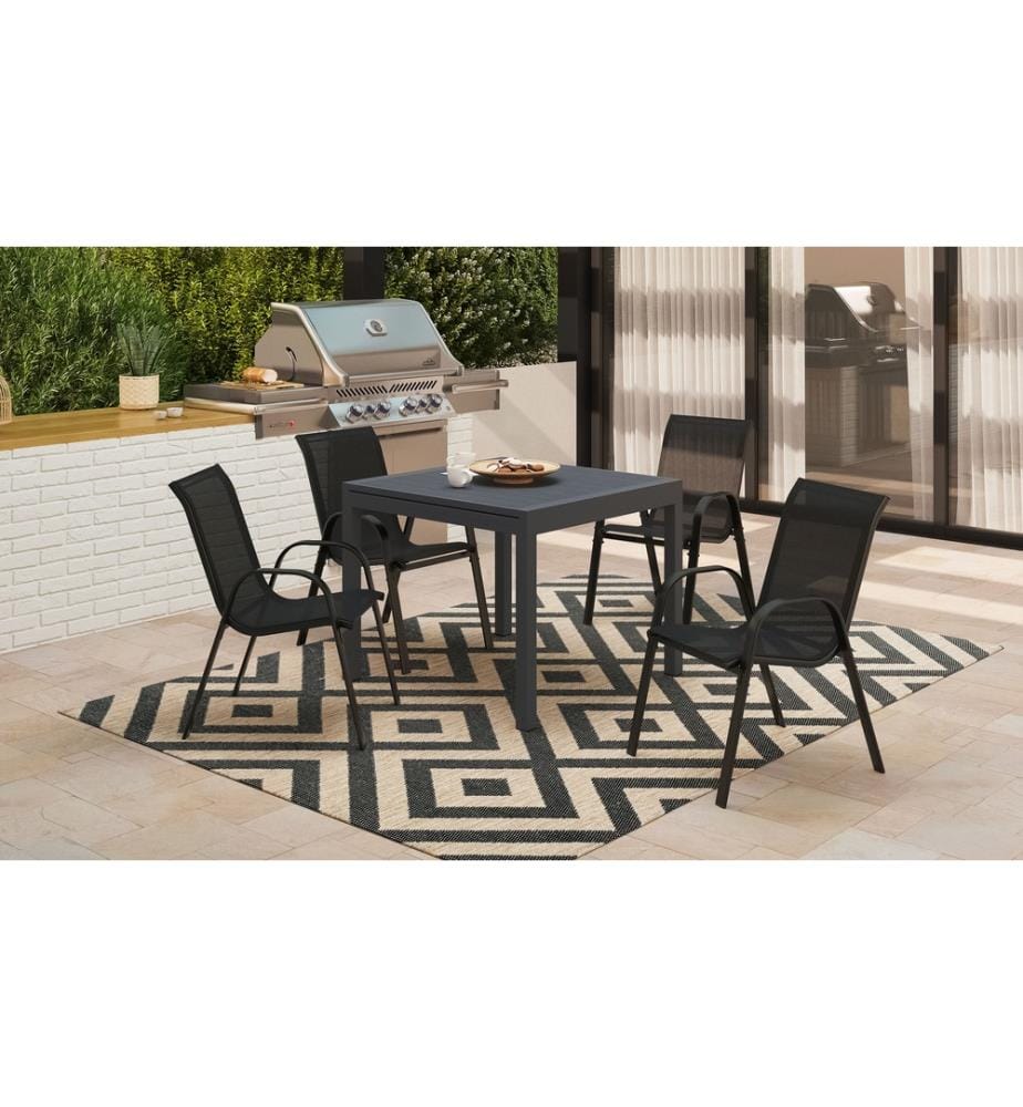Tavolo da giardino allungabile in polipropilene - 90-180 cm - Marrone e Grigio