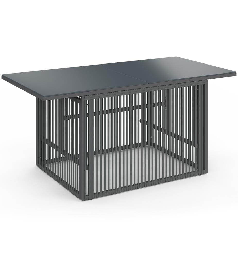 Ozéa liftable garden table 100cm grey tempered glass