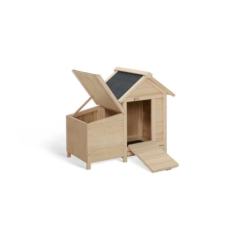Casita pollaio in legno con nido incorporato 82 x 47 x 67 cm - Marrone CLair