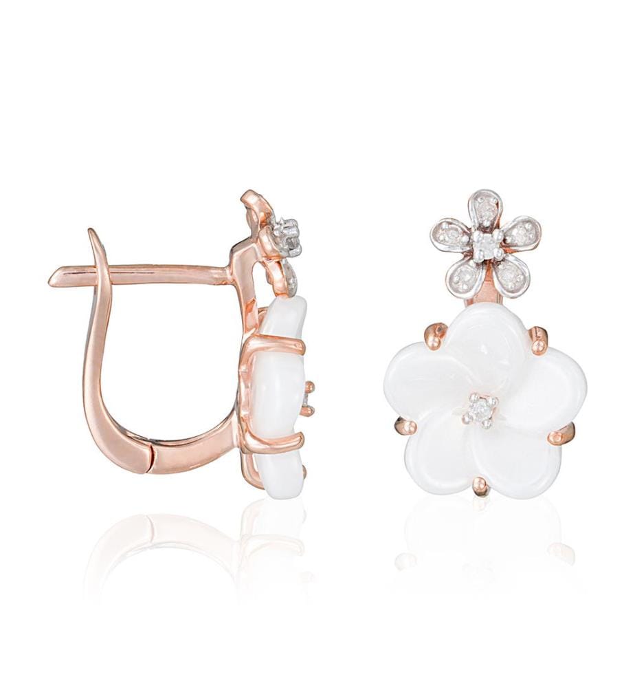 Ohrring Floraisons Ceram Rose Dia - Rotgold 375/1000