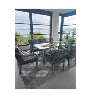 Gartenmöbel-Set (Tisch & Stühle), 7-teilig, 100 % Aluminium, Grau