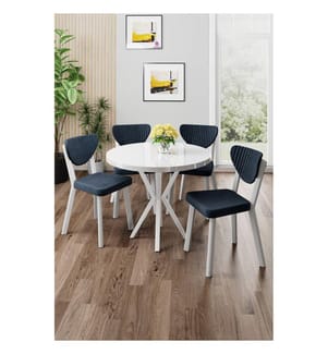 Essgruppe mit Tisch und Stühlen, 5-teilig, 100 % melaminbeschichtete Spanplatte, Weiss, Anthrazit