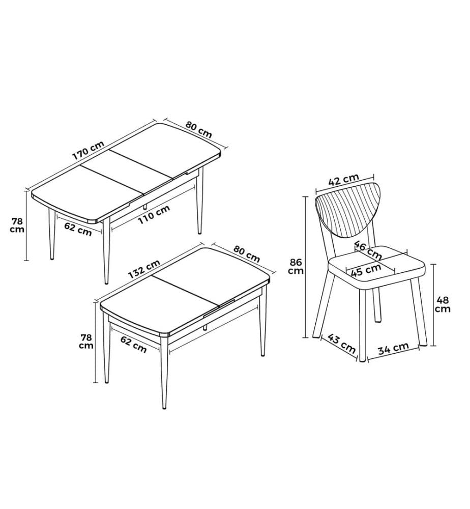 Ensemble table et chaises extensibles, 5 pièces, panneaux de particules mélaminés, marbre noir et crème