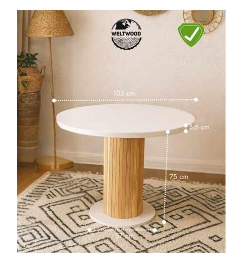 Essgruppe mit Tisch und Stühlen, 5-teilig, 100 % melaminbeschichtete Spanplatte, Weiss, Natur